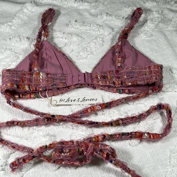 NWT For Love & Lemons Dionne Bra Top Bohemian Vibes Sz M & L Dusty Rose Multi - Picture 6 of 17